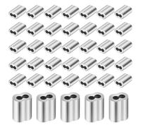 Bykonh 120 fundas de alambre de aluminio de 3/32 pulgadas (120 unidades), funda de bucle de crimpado para cable de 2,5 mm de diámetro y cuerda de alambre, mangas de crimpado de doble barril para