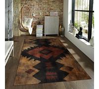 BYLEEHOMED Alfombra Bohemia Vibrante en Tono cálido Abstracto Vintage geométrico Suave y Lavable con moqueta Decorativa para el hogar Moderno 90x180cm