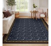 BYLEEHOMED Alfombra botánica Oriental para Todo el Cuerpo diseño Tradicional de Vid Floral Azul Oscuro sin muda y fácil de cuidar Ideal para Zonas de Mucho tránsito 60x120cm