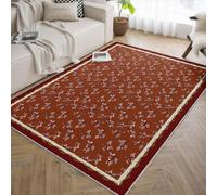 BYLEEHOMED Alfombra Burdeos 60x120cm ramita de Baya con patrón botánico Antideslizante y de Pelo bajo para Tono Neutro salón fácil de Limpiar