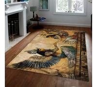 BYLEEHOMED Alfombra de área del Antiguo Egipto 150x210cm alfombras jeroglíficas clásicas Antiguas Alfombra estéticas de papiro Antiguo para salón decoración de Biblioteca