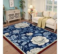 BYLEEHOMED Alfombra de área Floral Tradicional 90x180cm Boho Floral Botánico Estética Chic Hojas de Plantas Impresión Alfombra Resistente a Manchas para Sala de Estar