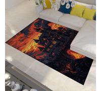 BYLEEHOMED Alfombra de área Vintage para Dormitorio Quema Medieval Edad Media Castillo Alfombra Lavable Antideslizante Felpudos de Puerta de Pelo bajo Suave para decoración de Fiesta de Bar 120x160cm
