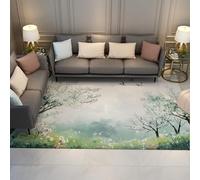 BYLEEHOMED Alfombra de salón con Estampado botánico 90x180cm Acuarela Oriental Flores y pájaros Primavera Alfombra Grande Lavable para decoración de casa de Campo