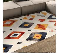 BYLEEHOMED Alfombra de Zona Azteca nativa Americana Bohemia Tribal Diamond Oeste Revestimiento del Suelo para el salón Decoración de la Granja 180x270cm