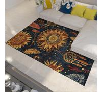 BYLEEHOMED Alfombra del área Tribal del suroeste Alfombra Vintage Floral Bohemia de Plumas para salón Espacio Amplio Interior y Exterior Antideslizante 80x150cm