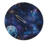 BYLEEHOMED Alfombra Galaxy para Dormitorio Infantil Alfombra Espacial Azul Oscuro con diseño de Cielo Estrellado alfombras Suave y Lavable con Estampado planetario para niños y niñas 90 cm