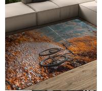 BYLEEHOMED Alfombra Lavable en el área de Sendero del Lago otoñal con Bicicleta otoñal Deportes al Aire Libre Escena Ciclista Hojas del salón Decoración del salón 200x300cm