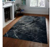 BYLEEHOMED Alfombra Moderna de mármol Industrial Alfombra Grande de mármol Negro Texturizado en Piedra Antideslizante para salón apartamento de Aula 60x90cm