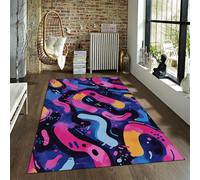 BYLEEHOMED Alfombra Moderna de Pop Art para Lavar Graffiti Retro Alfombra Abstracta para salón Dormitorio Oficina guardería hogar Fluido Arte Fluido Decor Abstracta 100x150cm