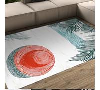 BYLEEHOMED Alfombra Moderna Lavable para la Playa Arte de línea Lavable con Sombrero de Paja Antideslizante Coast moqueta de Goma para la decoración de la Entrada 200x300cm
