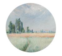 BYLEEHOMED Alfombra Redonda Claude Monet 120 cm La Pintura del Campo de Trigo Imprime Alfombra Circular Antideslizante de Pelo bajo Lavable a máquina para Granja