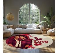 BYLEEHOMED Alfombra Redonda de área Redonda de Love Love Lavable a máquina Dos Hombres Abrazando una Alfombra Circular Antideslizante Estampada para Dormitorio del salón 180 cm