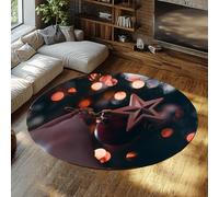 BYLEEHOMED Alfombra Redonda de Navidad Suelo de Bola de Navidad roja Alfombras para el área Interior Lavable Esterilla Antimanchas Alfombras Antideslizantes para el salón 60 cm