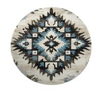 BYLEEHOMED Alfombra Redonda Lavable Azteca Antideslizante Navajo Tribal suroeste Alfombra Circular Suave de Pelo bajo para salón Sala de Juegos Azul Gris 60 cm