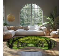 BYLEEHOMED Alfombra Redonda Lavable en el Camino del Bosque Alfombra Corta Antideslizante y Poco Deslizante para Dormitorio Entrada al baño 180 cm