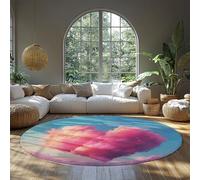 BYLEEHOMED Alfombra Redonda Ultrafina Lavable Decoración estética Moderna del hogar Abstracto Corazón Resistente a Manchas Alfombra Circular de Pelo bajo para Dormitorio 90 cm