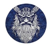 BYLEEHOMED Alfombra vikinga Redonda Azul Oscuro alfombras Lavable para Dormitorio Celta nórdico para salón Mitología nórdica Decoración de la Sala de Juegos 180 cm