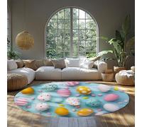 BYLEEHOMED Alfombras Azul Cielo de Zona 210 cm Huevos de Pascua y macarrones Lavables Alfombra de salón Textura Suave para aplicar en la Entrada del Aula Casa de Campo