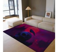 BYLEEHOMED Alfombras Calavera 180x240cm Halloween Calavera Bienvenida Alfombra de Bienvenida Luna Llena Roja Alfombra de Cocina con Temática de Terror para Decoración Interior de Halloween