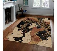 BYLEEHOMED Alfombras de área de Anime japonés para salón Alfombra Suave Antideslizante y Lavable alfombras Estilo samurái Estilo Ukiyo-E para Dormitorio habitación de bebé 60x120cm