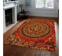 BYLEEHOMED Alfombras de área de Calendario Azteca Mexicana para salón Dormitorio Arte Maya Piedra Solar Antideslizante moqueta Interior/Exterior para decoración del hogar 100x150cm