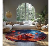 BYLEEHOMED Alfombras de área Tradicional China 210 cm Decoración de Baile de león Tema de Año Nuevo Alfombra Antideslizante Lavable para Dormitorio salón