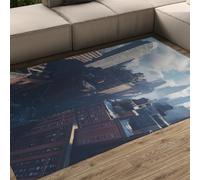 BYLEEHOMED Alfombras de Ciudad para Dormitorio salón Skyline para hogar Lavable a máquina Alfombra Interior de Pelo bajo y Antideslizante para salón 140x200cm