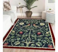 BYLEEHOMED Alfombras de impresión Retro Oriental con Flores y pájaros 160x200cm Plantas de Frutas Frescas de Pelo bajo Alfombra Resistente a Las Manchas de Pelo bajo para Sala de Estar Granja