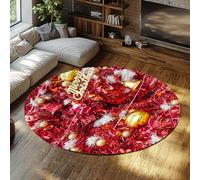 BYLEEHOMED Alfombras de Navidad para salón Baile navideño Festivo Cinta roja y Alfombra Grande Antideslizante Lavable para la decoración navideña de la Oficina 210 cm