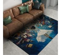 BYLEEHOMED Alfombras de Zona Tapetes del salón Lavables Estilo Preppy No Slip Libros flotantes 3D Mágicos Superficie Suave Suelo Interior para Sala de Lectura 120x180cm