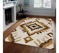 BYLEEHOMED Alfombras del salón Azteca del suroeste Bohemi marrón Lavables Antideslizantes Antideslizantes para Oficina en casa y Espacio de Comedor 200x300cm