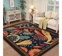 BYLEEHOMED Alfombras Estampadas con Flores de 120x180cm Lavables a máquina de Color Oscuro y Resistentes a Manchas alfombras Antideslizantes para el Comedor y el despacho en casa