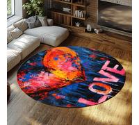 BYLEEHOMED Alfombras Grandes con grafitis en Forma de corazón moqueta Antideslizante Suave y Resistente a Manchas para San Valentín Comedor residencia hogar decoración del hogar 90 cm