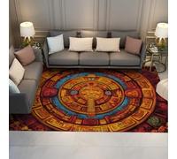 BYLEEHOMED Alfombras Lavables de Piedra Solar con Calendario Azteca para salón Dormitorio Alfombra Antideslizante Azteca para Interior/Exterior 180x270cm