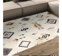 BYLEEHOMED Alfombras Lavables en máquina para salón alfombras Aztecas Bohemias Beige para Zonas de Mucho tráfico alfombras Antideslizantes y sin caída de Pelo para Cocina 180x240cm