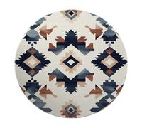 BYLEEHOMED Alfombras Redondas Bohemias Western para salón alfombras Blandas Lavables Geometría Abstracta Circular Azteca Resistente a Manchas para Comedor 120 cm