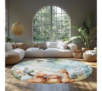BYLEEHOMED Alfombras Redondas de Dinosaurios de 90 cm Animales primitivos adorables Salón Alfombra Interior Lavable a máquina Lo Suficientemente aplícado para la Familia y el apartamento