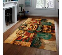 BYLEEHOMED Alfombras ultrasuaves Antideslizantes Antiguas alfombras Tribales Aztecas desgastadas para Interiores Alfombra Lavables para Sala de Estar 140x200cm