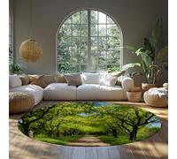 BYLEEHOMED Área Verde de Paisaje Alfombra Roble Verde en Sendero Forestal diseño Que no muda y Cuidado Sencillo Ideal para Zonas de Mucho tráfico en el Dormitorio 60 cm