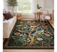 BYLEEHOMED Flores Bohemias y pájaros Zona de Acentos Alfombra Bosque Animales Divertidos Alfombra Interior Suave de Pelo bajo Antideslizante desgastada para Sala de Juegos 80x150cm