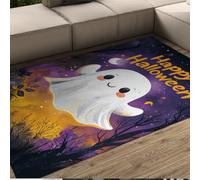 BYLEEHOMED Linda Alfombra Espeluznante de Halloween 100x150cm Kawaii Ghost Floor Mat Alfombra de decoración académica Antideslizante Suave para decoración de Sala de Estar y Dormitorio