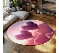 BYLEEHOMED Love Clouds en Cielo Pastel Alfombras de 150 cm Corazón Kawaii Suave Suave Antideslizante Lavable romántica Femenina Decoraciones para el hogar