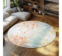 BYLEEHOMED Sendero del Bosque otoñal Zona Redonda Alfombra Hojas rústicas de otoño Paisaje Natural Lavable Alfombra Circular Zonas de Mucho tránsito en la Entrada. 90 cm