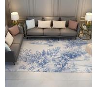 BYLEEHOMED Toile de Jouy Rugs 160x200cm para Comedor Alfombra Francesa Vintage para salón Lavable Antideslizante Bosque alfombras Floral para Paisaje decoración del hogar