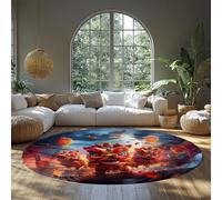 BYLEEHOMED Tres alfombras de Área de Baile del León de 180 cm Tema de Año Nuevo Alfombra de apartamento para Dormitorio Lavable a máquina Oficina Suave y cómoda Decoración Familiar