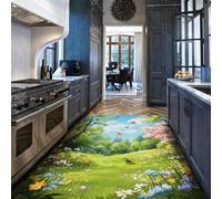 BYLEEHOMED Zona de Aves y Flores del Bosque de Primavera Alfombra Lavable Flores Silvestres Alfombra Antideslizante de Pelo bajo para salón Entrada al Dormitorio 60x120cm