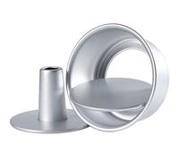 Bylesary Moldes de pastel de 6/8 pulgadas para hornear, molde de pastel con agujero en el medio, herramientas redondeadas de aleación de aluminio, antiadherentes con parte inferior extraíble, para el