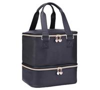 BYLife Organizador Esmaltes Uñas para 30 Botellas(15ml), Esmaltes Bolsa de Uñas de Doble Capa Estuche Manicura Grande Impermeable Bolsa de Cosméticos con Secciones de Almacenamiento