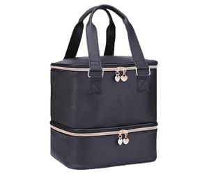 BYLife Organizador Esmaltes Uñas para 30 Botellas(15ml), Esmaltes Bolsa de Uñas de Doble Capa Estuche Manicura Grande Impermeable Bolsa de Cosméticos con Secciones de Almacenamiento
